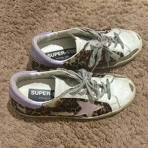 Golden Goose Sneakers with Leopard and Lavender Accents